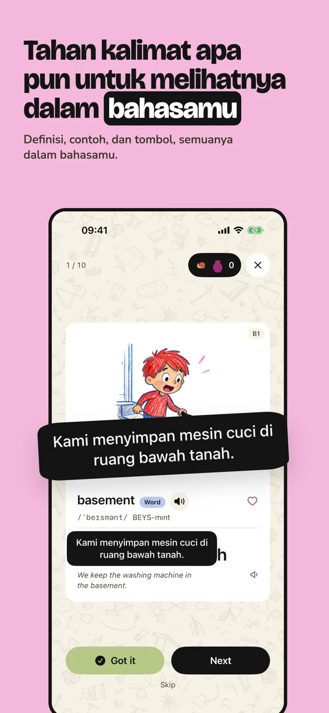 Tahan kalimat apa pun untuk melihatnya dalam bahasamu