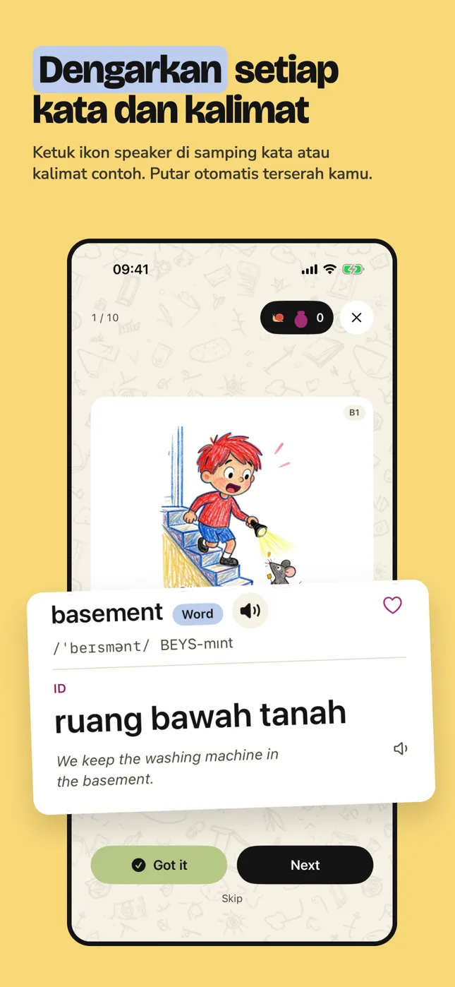 Dengarkan setiap kata dan kalimat